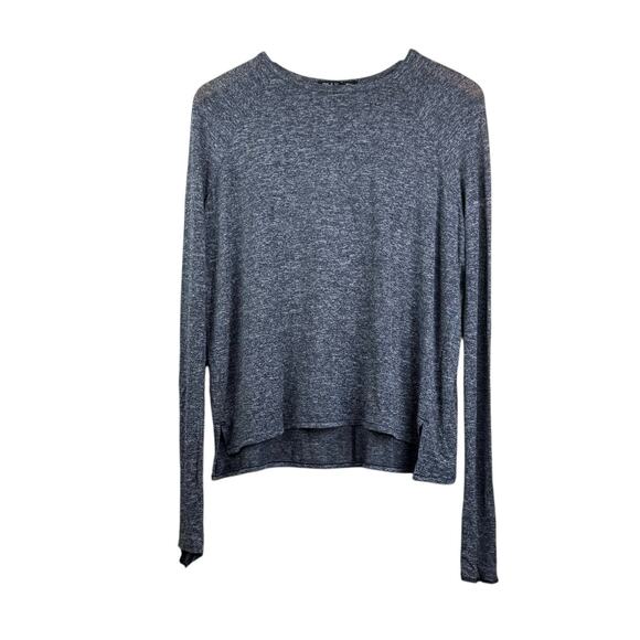 Rag & Bone Jean Camden Marled Black Thin Soft Knit Long Sleeve Relaxed Tee - Picture 6 of 14
